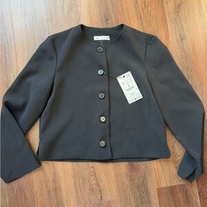 Zara Black button up blazer Women's top NWT